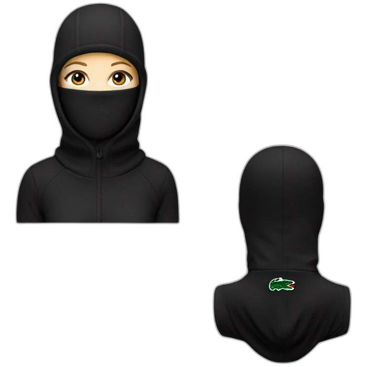 white girl lacoste balaclava black with lacoste emoji