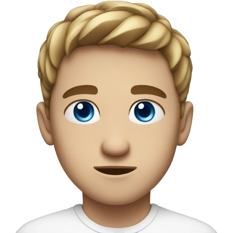 serious boy in white shirt with blue eyes emoji