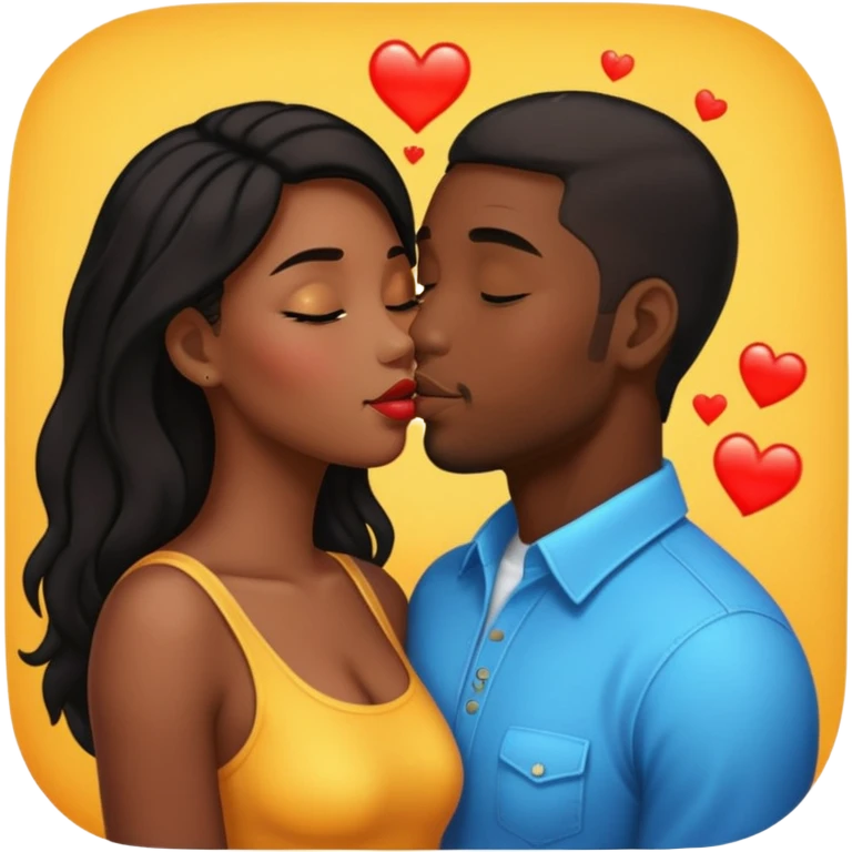 Black couple kissing emoji
