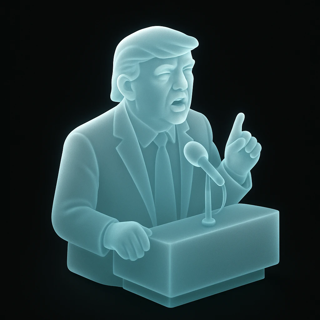 Donald Trump speaking at a rally emoji