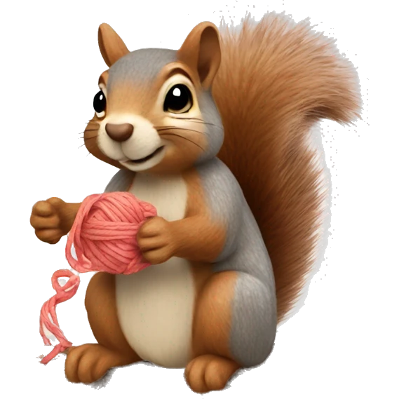 Squirrel with a yarn emoji