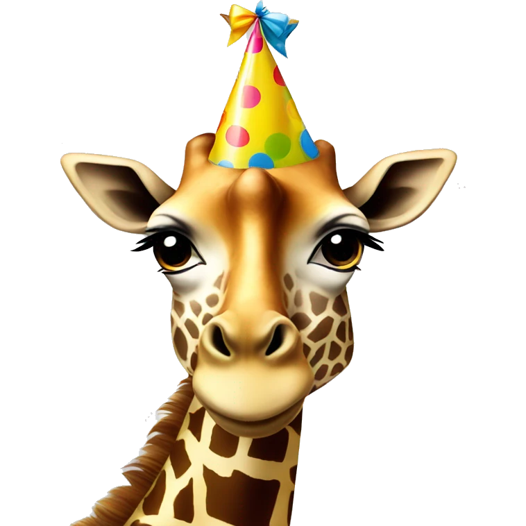 Giraffe with birthday hat emoji