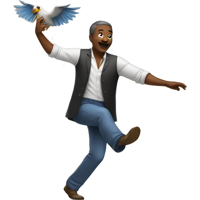 Man dancing with bird  emoji