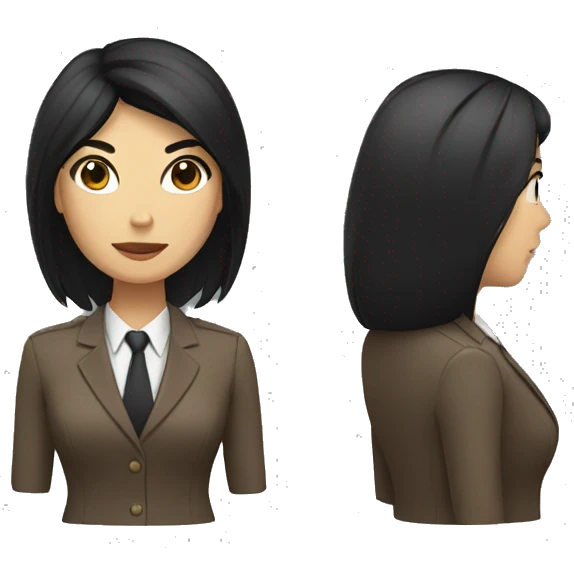 Female defense attorney with long black hair with brown suit emoji