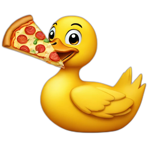 yellow duck eating pizza emoji