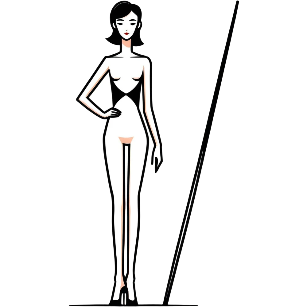 A tall elegant woman with extremely long limbs and geometric angular face structure emoji