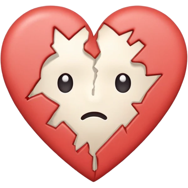 An emoji-style illustration of a broken heart with a cute plaster on it. Soft colors, slightly sad but hopeful expression, in a simple and clean cartoon style emoji