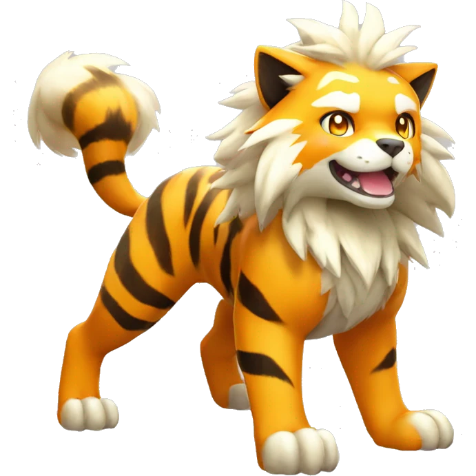 Colorful Shiny Kawaii Cute Tiger-Arcanine—Fakémon-Pokémon full body emoji