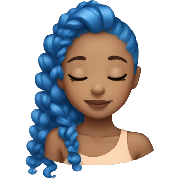 Ariana sleeping with blue curly ponytail emoji