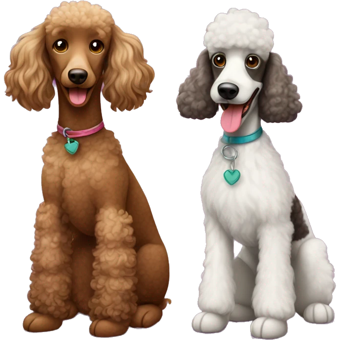 Harlekin poodle and a merle-brown poodle emoji