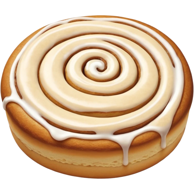 a cinnamon roll single layer cookie with only 2 swirls and full glaze emoji