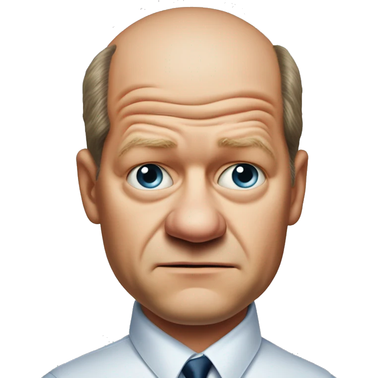 photorealistic Olaf Scholz shrugs guiltily emoji