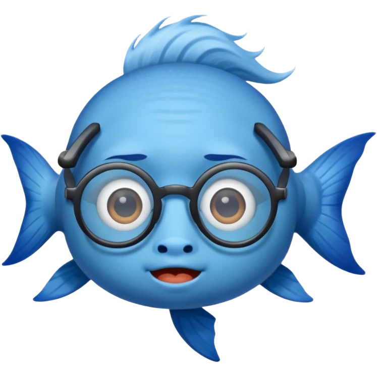 glassess wearing fish with hair emoji