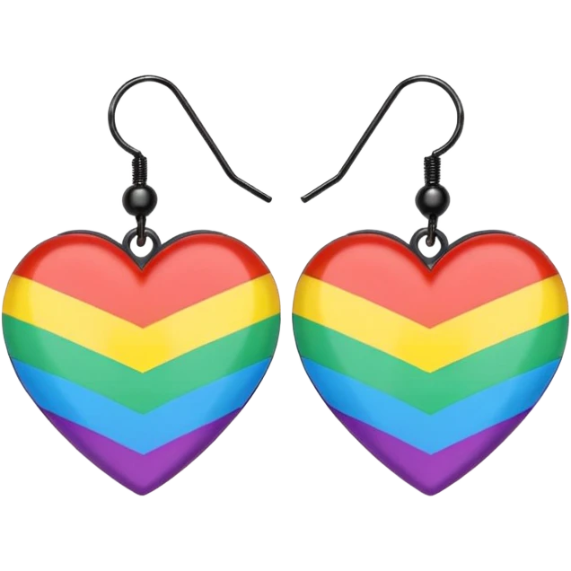 rainbow color heart shaped earrings emoji