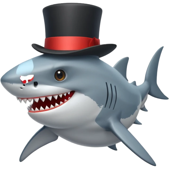 Shark with a top hat emoji