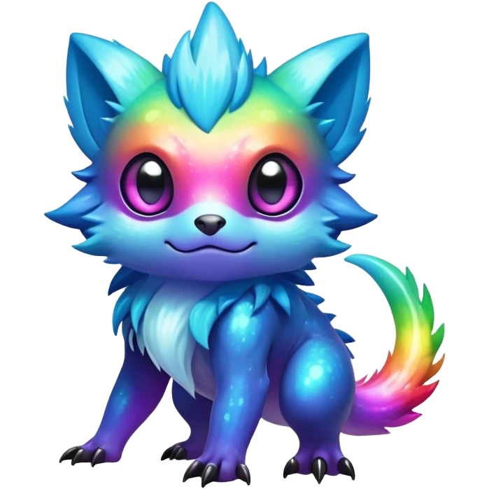  Shiny sparkly transparent bioluminescent luminescent vibrant bright pastel dark exotic tropical iridescent colorful nebula rainbow gradients cyber-Protogen-Fakémon-Pokémon-Vernid-creature emoji