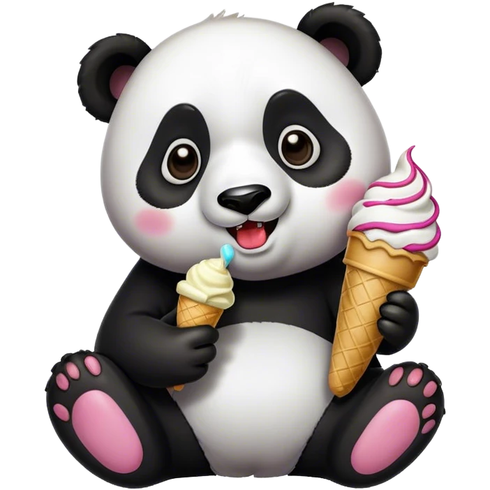 Panda eating ice cream emoji