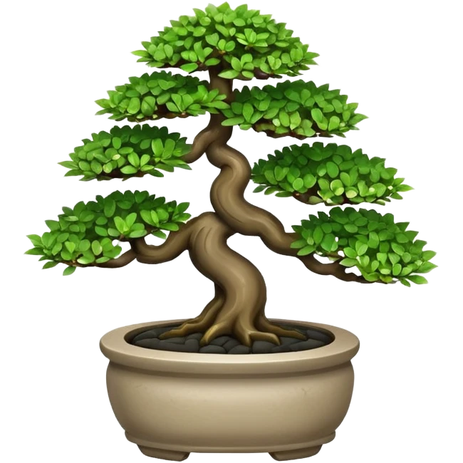 Bonsai Tree – Miniature tree in small pot, trimmed carefully, stone pot emoji