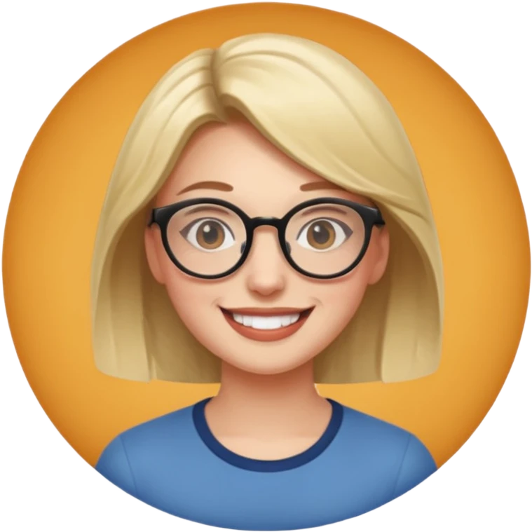 une personne joli de face avec des detail et des accessoires /lunettes dans un rond  emoji