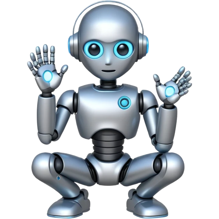 cute robot doing a thinking pose emoji