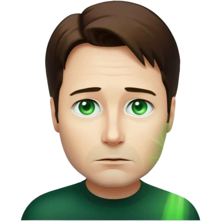 Mulder from the x-files is looking very very worried (not trusting anyone today). A transparent green beam of light from a UFO illuminates him. emoji