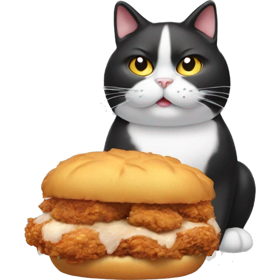 Fat tuxedo cat eating fried chicken  emoji