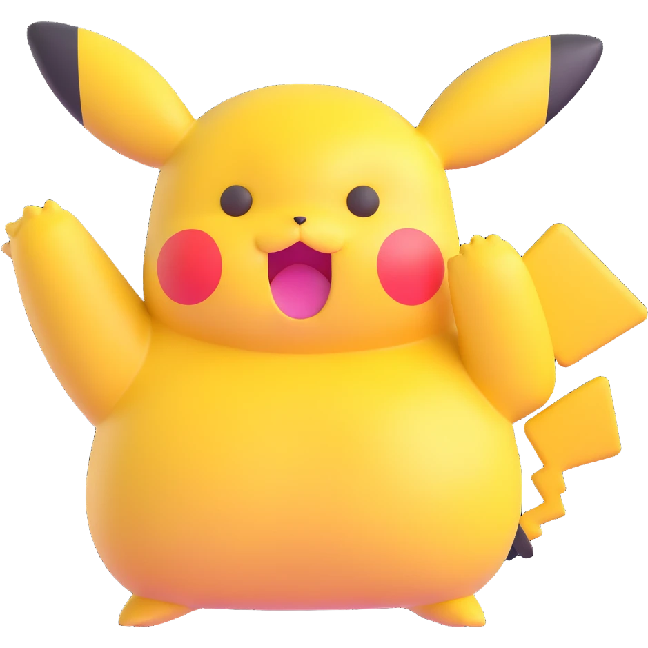 round chubby Pikachu with blemishes emoji