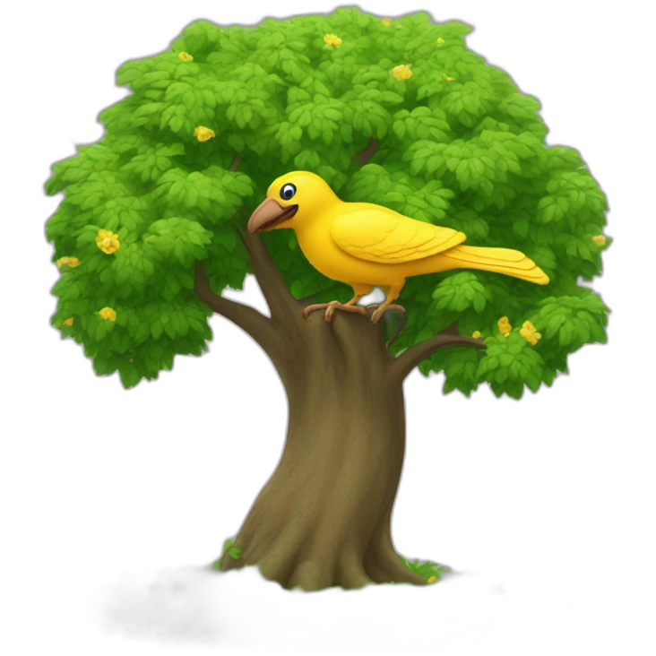 A big spring tree with a big bird emoji