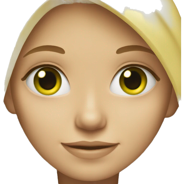 Blonde girl with green eyes smile emoji