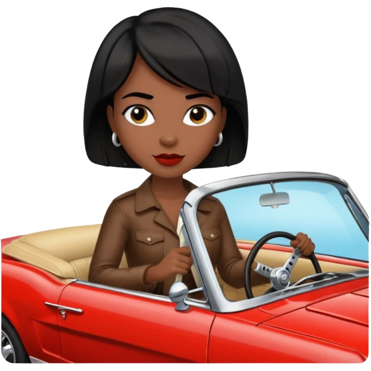 Classic mustang dark women with short hair emoji