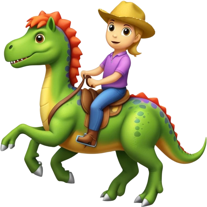 Dinosaur riding a pony emoji