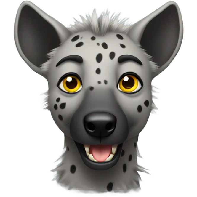 Gray male hyena with yellow eyes with large eyebrows  emoji