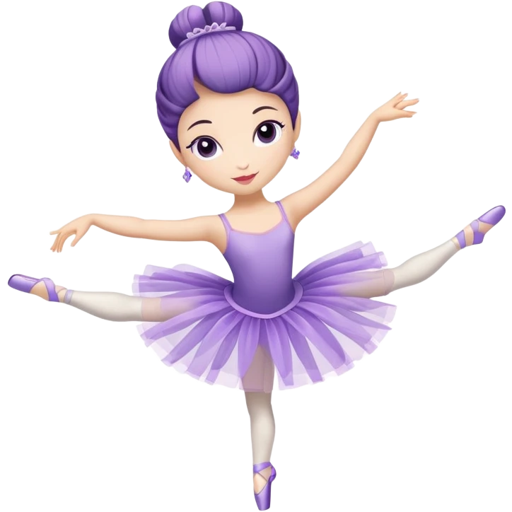 A delicate tea cup with arms and legs performing a ballet pose in a purple tutu emoji