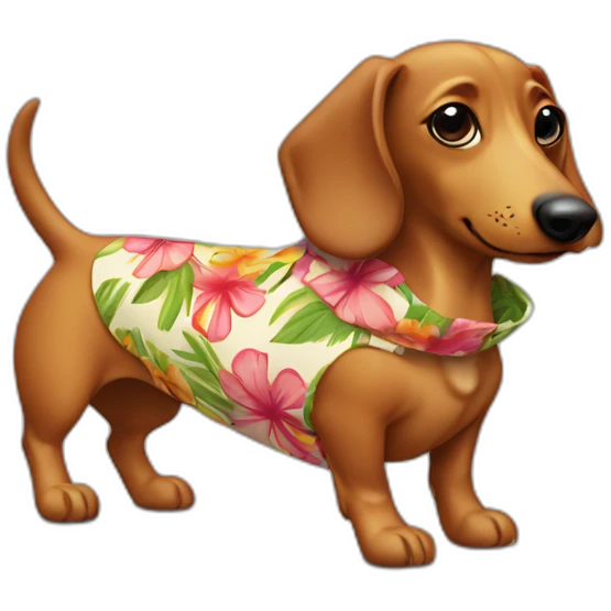 sausage dog wearing a Hawaiian shirt emoji