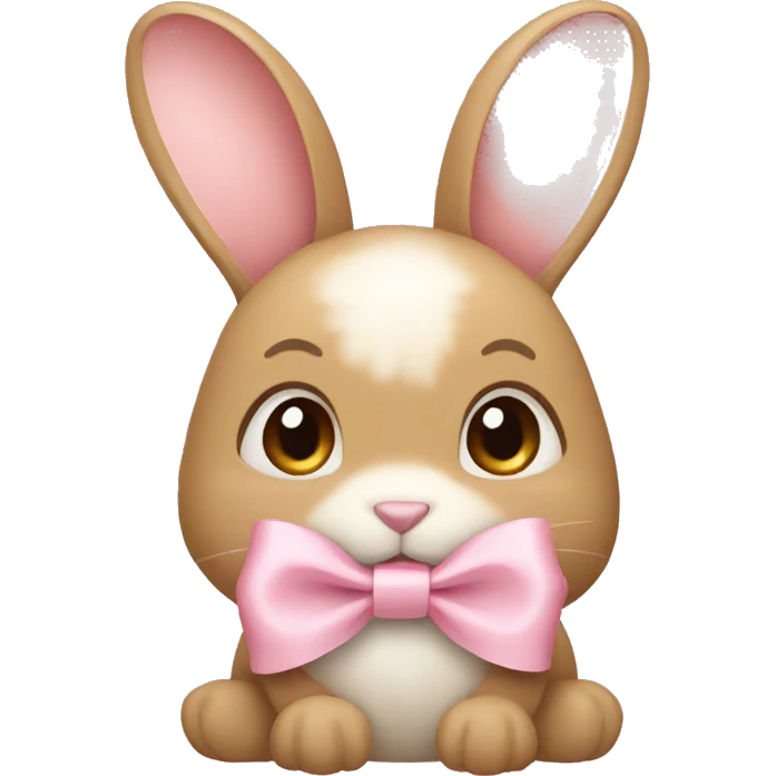 tan bunny with light pink bow emoji