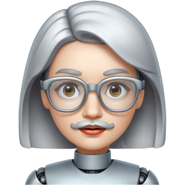 robotic woman with glasses mustache  emoji