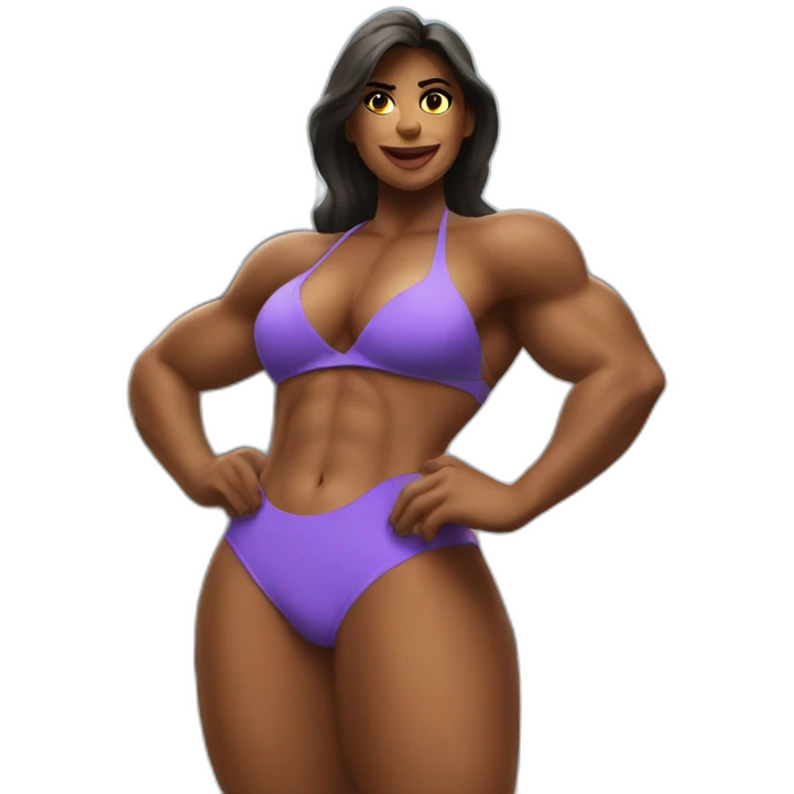 Giant Muscular woman bikini in a city emoji