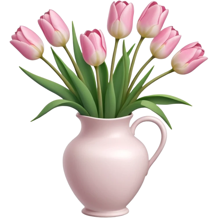baby pink tulips in white vase emoji