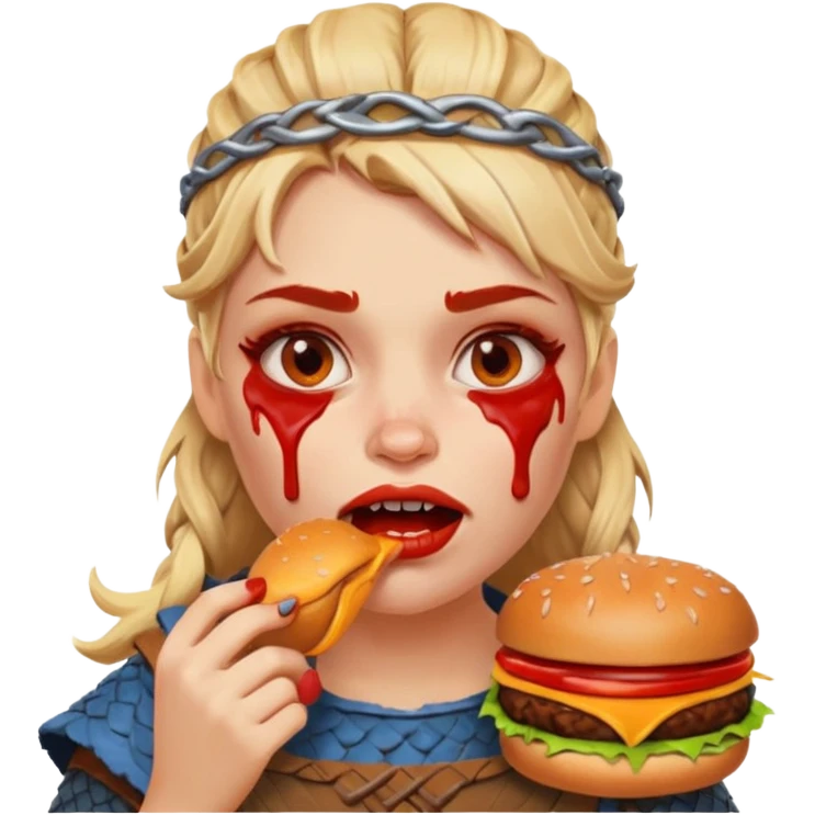 woman viking eating burger emoji