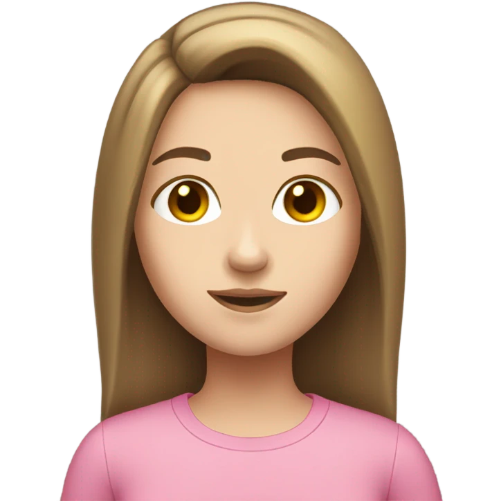 brown straight hair teenage girl white skin pink shirt  emoji
