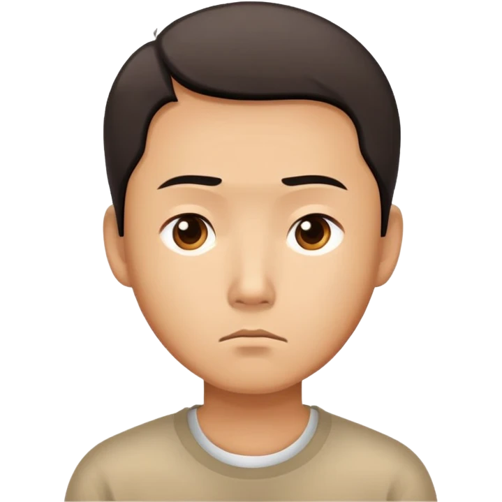 A Chinese man with a thoughtful, uncertain expression emoji