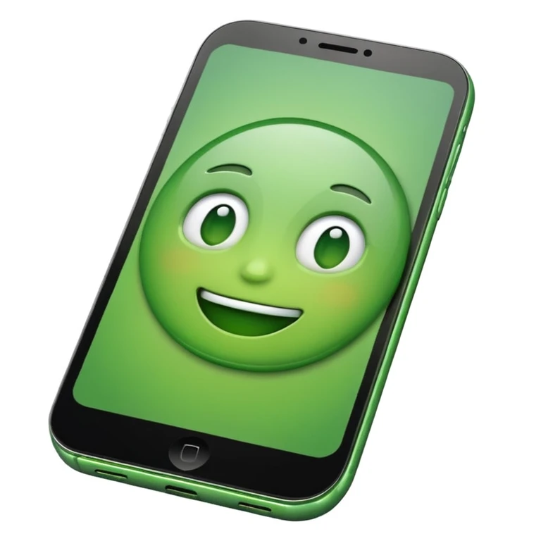 apple style emoji of a smartphone with a green background emoji