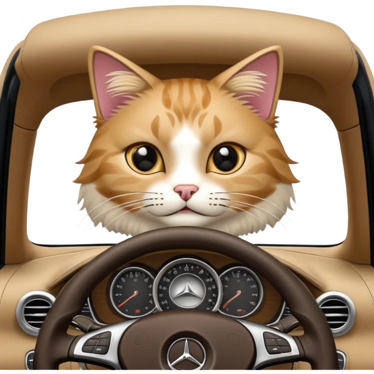 Cat driving in mercedes emoji