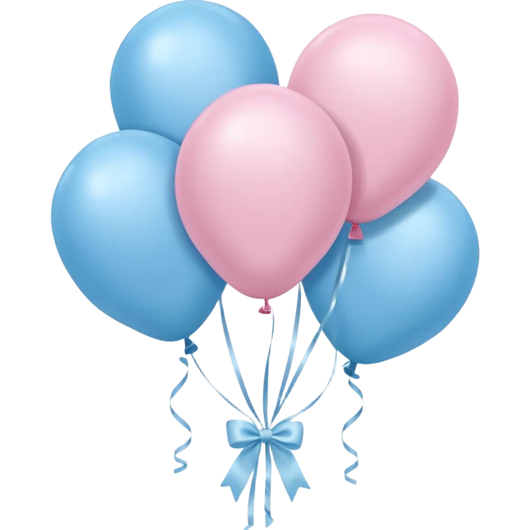 Light pink balloons and pastel blue balloons tied together by a white ribbon emoji