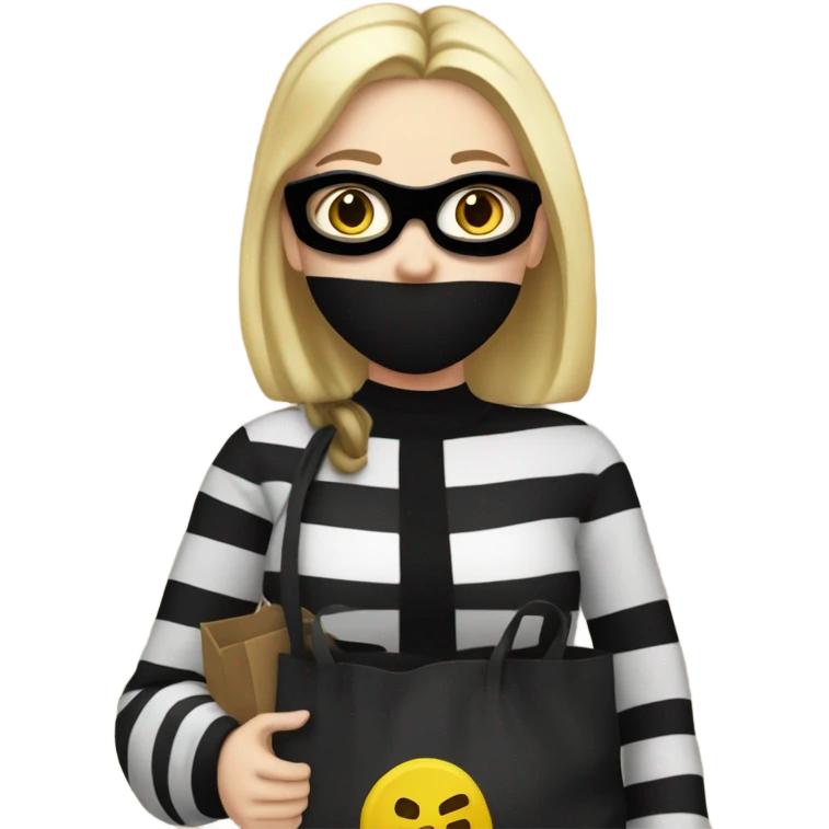 White blonde girl dressed as a burglar  emoji