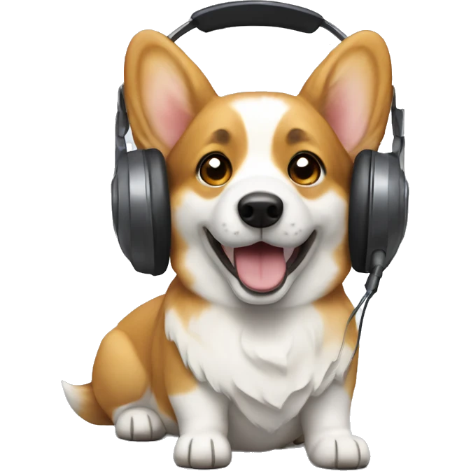 corgi with heaphone emoji