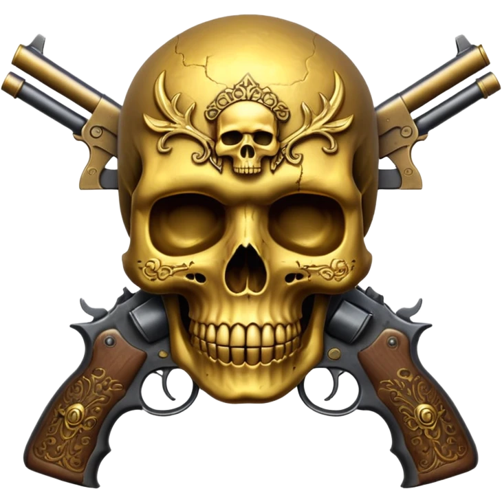 A realistic golden skull with guns emoji