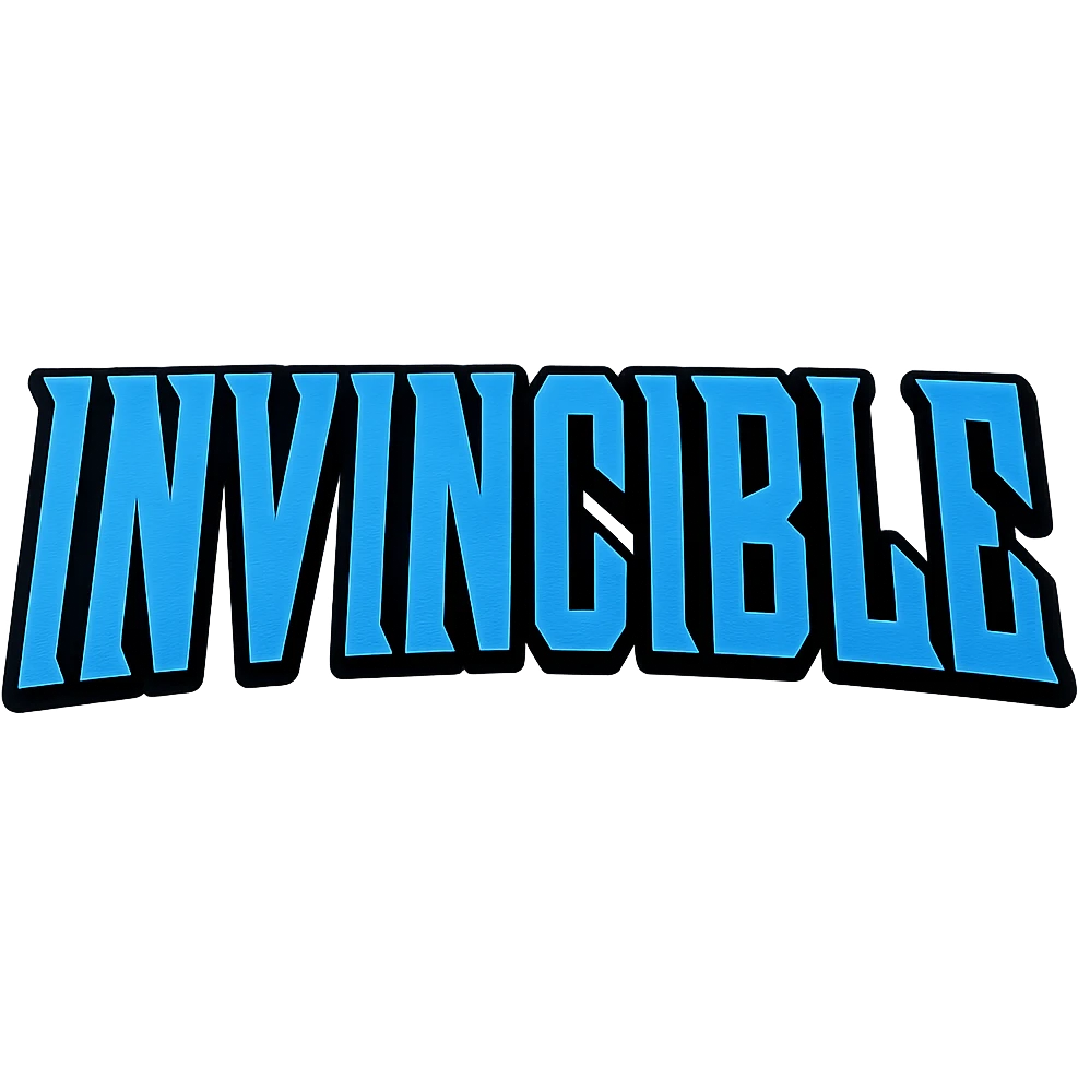 Change the color scheme to blue with a thick black outline, keep the clean, modern superhero font, no background. emoji