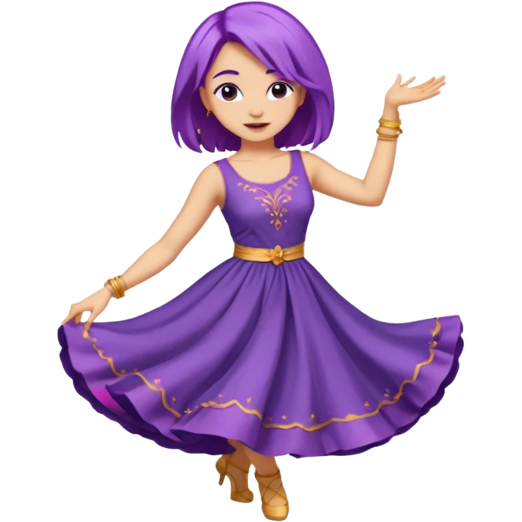 purple haired light skinned woman dancing emoji