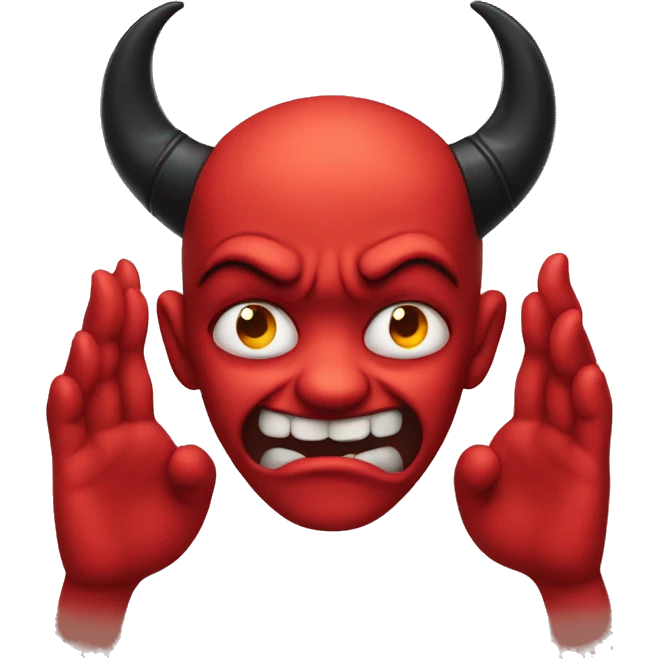 devil covering his ears emoji
